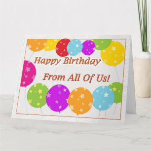 Happy Birthday Card From All Of Us With Balloons