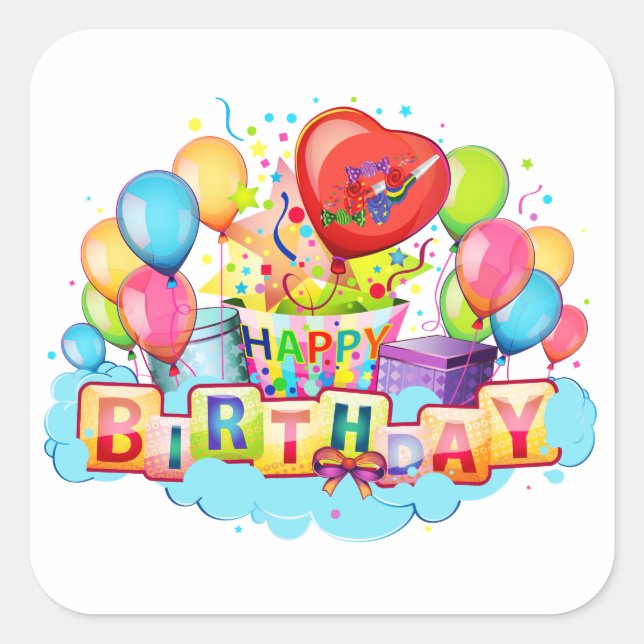 Happy Birthday Card (generic) Square Sticker (Front)