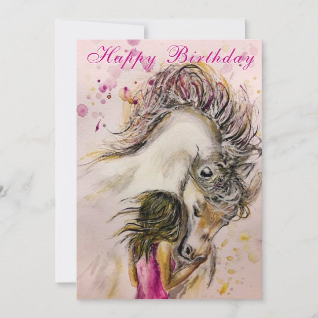 Happy Birthday Card - Girl and Horse (Front)