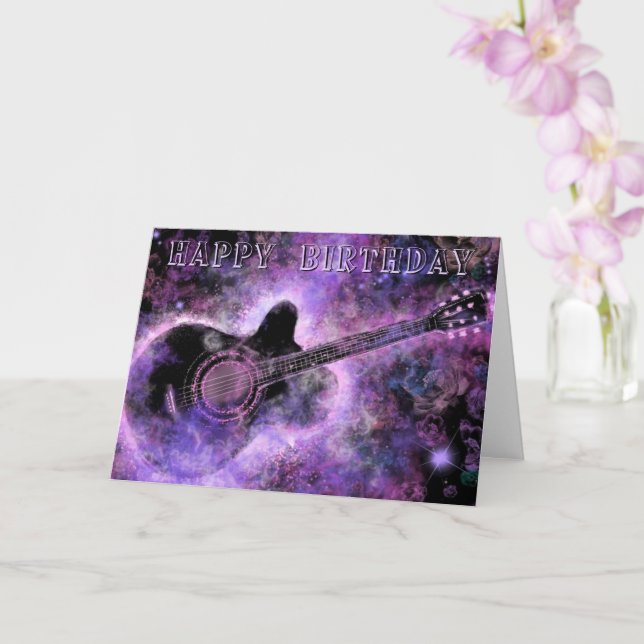 Happy Birthday Card Guitar Music (Orchid)