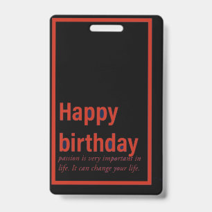 happy birthday card  ID badge