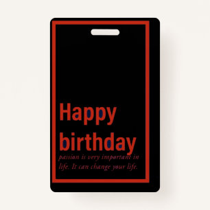 happy birthday card  ID badge