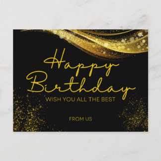 Happy Birthday card in gold and black