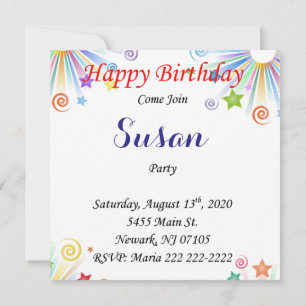 Happy Birthday Card Invitation