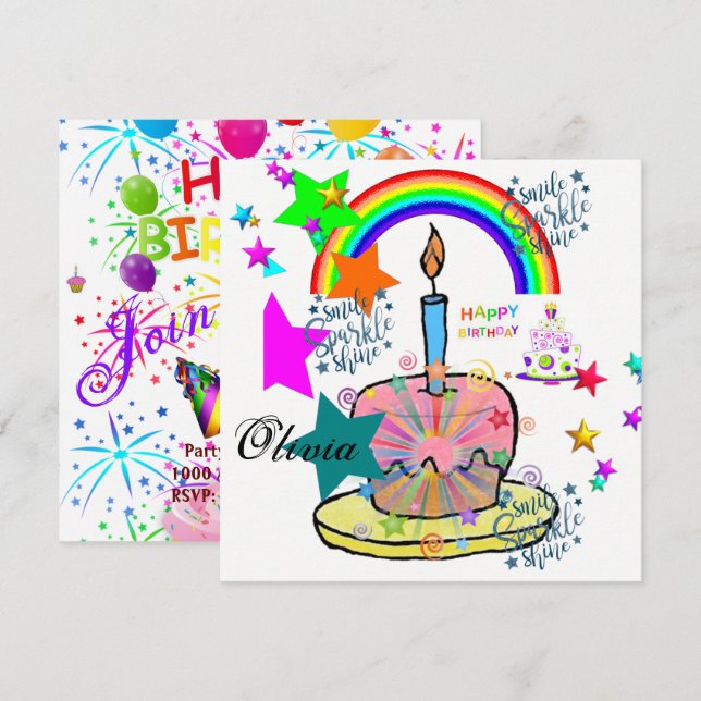 Happy Birthday Card Invitation (Front/Back)