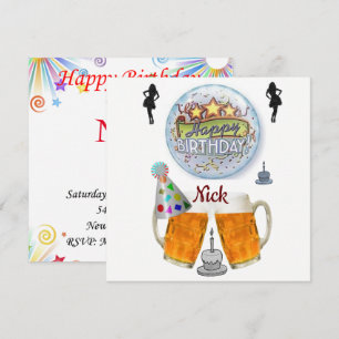 Happy Birthday Card Invitation Beer