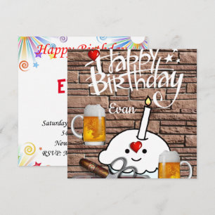 Happy Birthday Card Invitation Beer