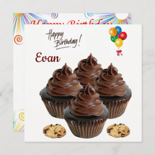 Happy Birthday Card Invitation Chocolate Cupcake