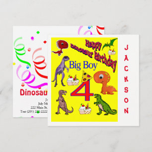 Happy Birthday Card Invitation Dinosaur