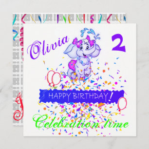 Happy Birthday Card Invitation Elephant