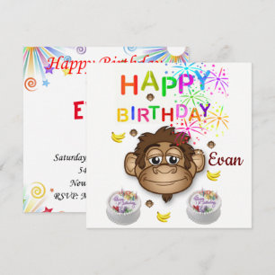 Happy Birthday Card Invitation Monkey