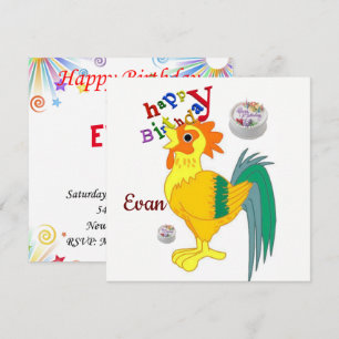 Happy Birthday Card Invitation Rooster