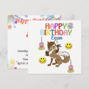 Happy Birthday Card Invitation Wolf