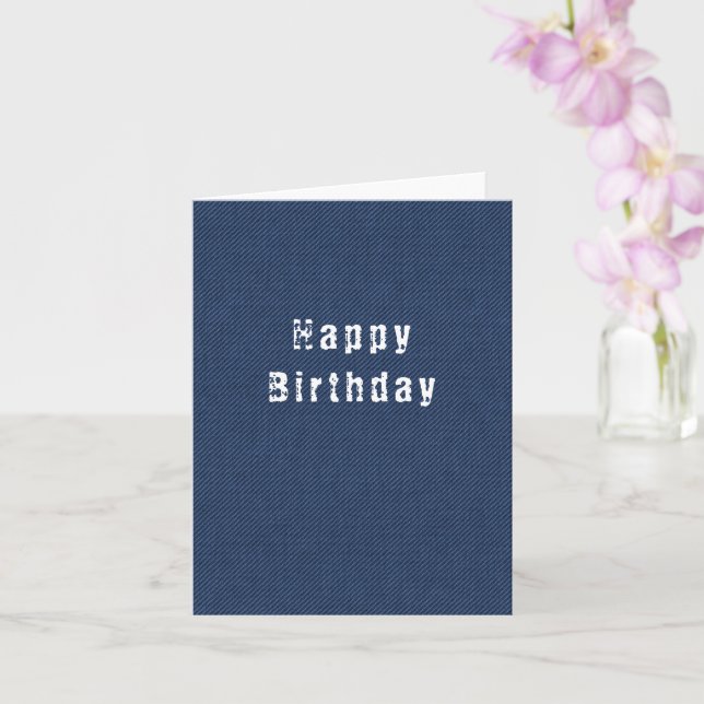 Happy Birthday Card Modern Blue Jeans (Orchid)