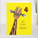 Happy Birthday Card - Party Giraffe<br><div class="desc">Personalise this Birthday card with the recipient's age and name and this sweet singing giraffe on a bright sunny background will raise a smile on their birthday.</div>