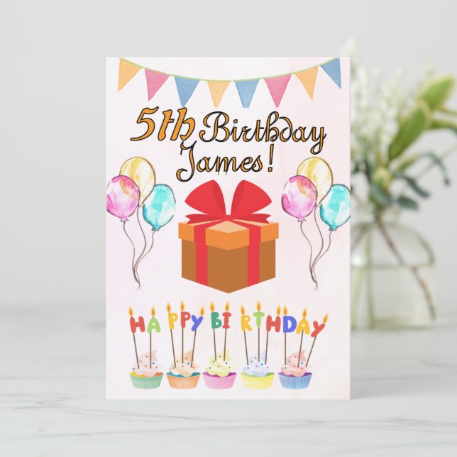 Happy Birthday Card Personalised (Standing Front)