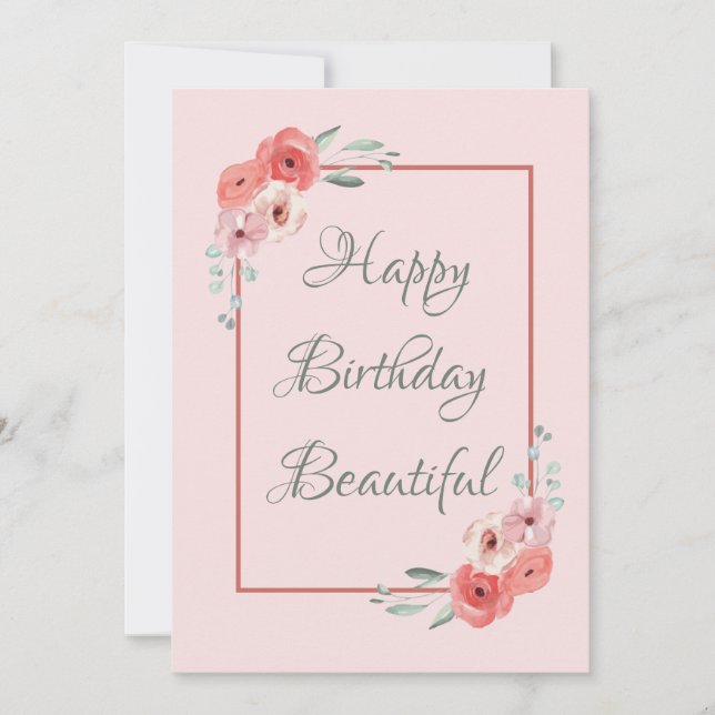 Happy Birthday Card Pink and White Floral (Front)