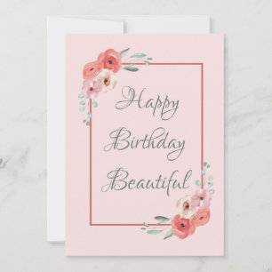Happy Birthday Card Pink and White Floral