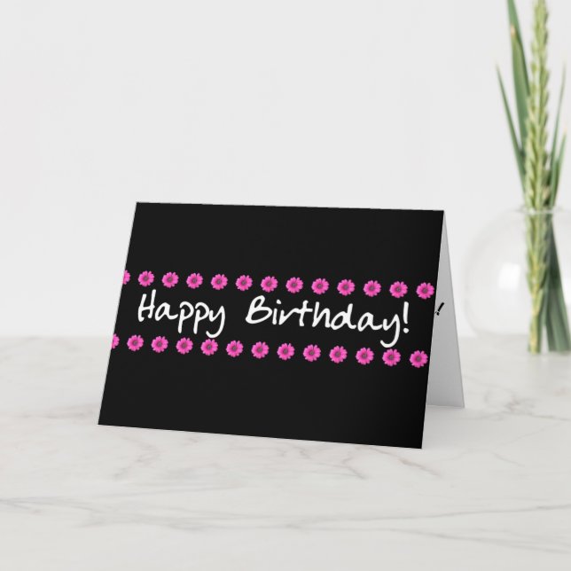 Happy Birthday Card Pink Mini Daisies (Front)