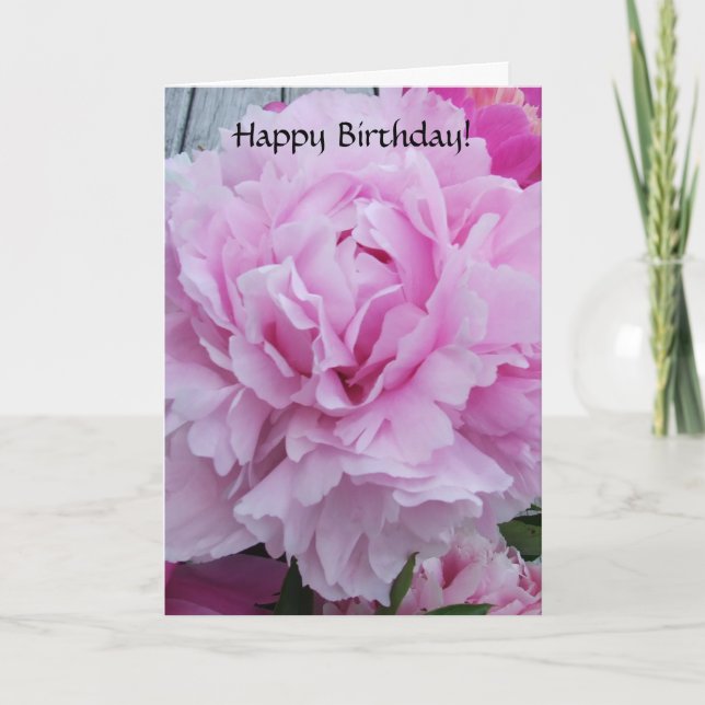 Happy Birthday Card Pink Peonies / Peony Flowers (Front)