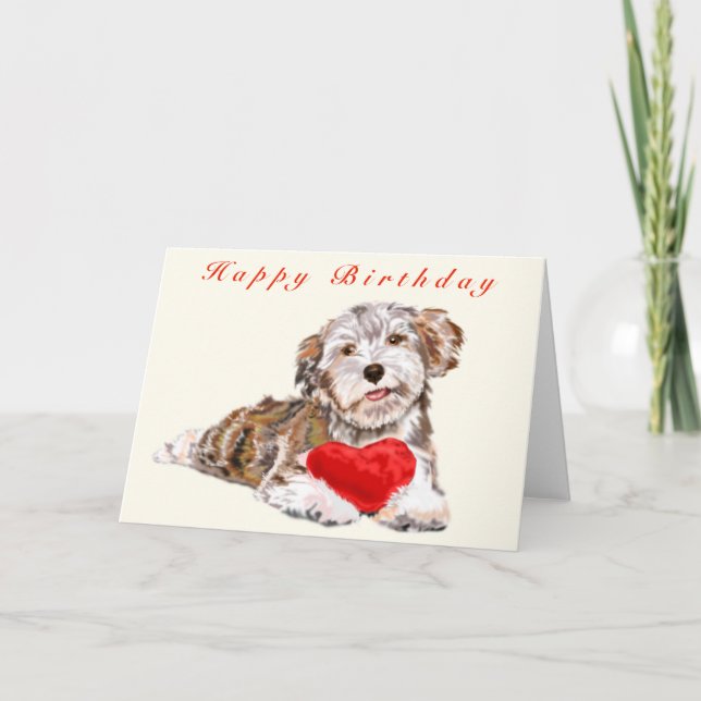 Happy Birthday Card Puppy with Heart Gift For You (Front)