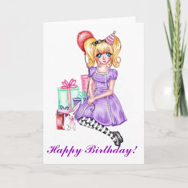 Happy Birthday Card (Purple) (Front)