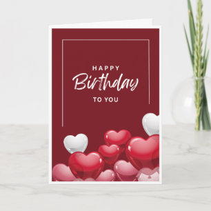 Happy Birthday Card — Red Heart Balloons Birthday