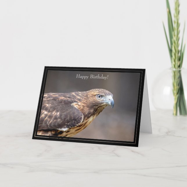 Happy Birthday Card Red-Tailed Hawk (Front)