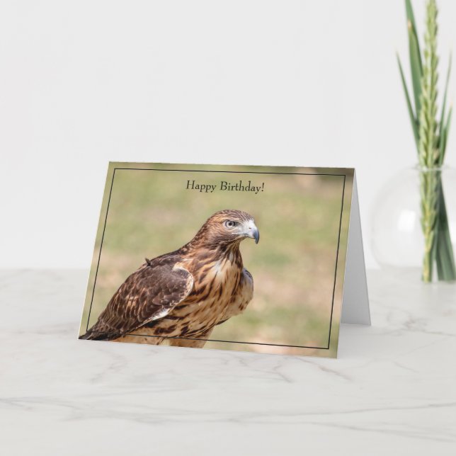 Happy Birthday Card Red-Tailed Hawk (Front)