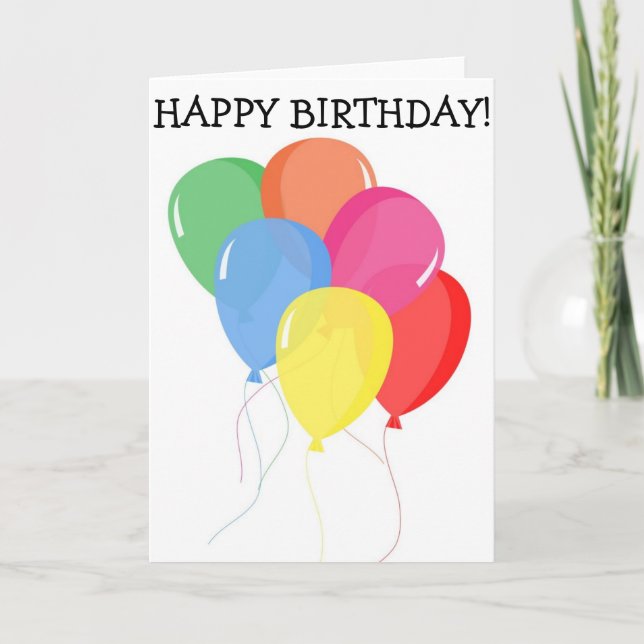 Happy Birthday Card: Six Balloons Card (Front)