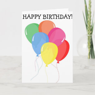 Happy Birthday Card: Six Balloons Card