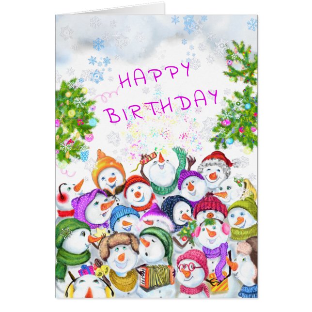 Happy Birthday Card Snowmans Birthday Party (Front)