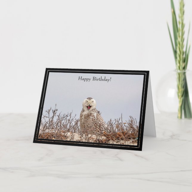 Happy Birthday Card Snowy Owl (Front)