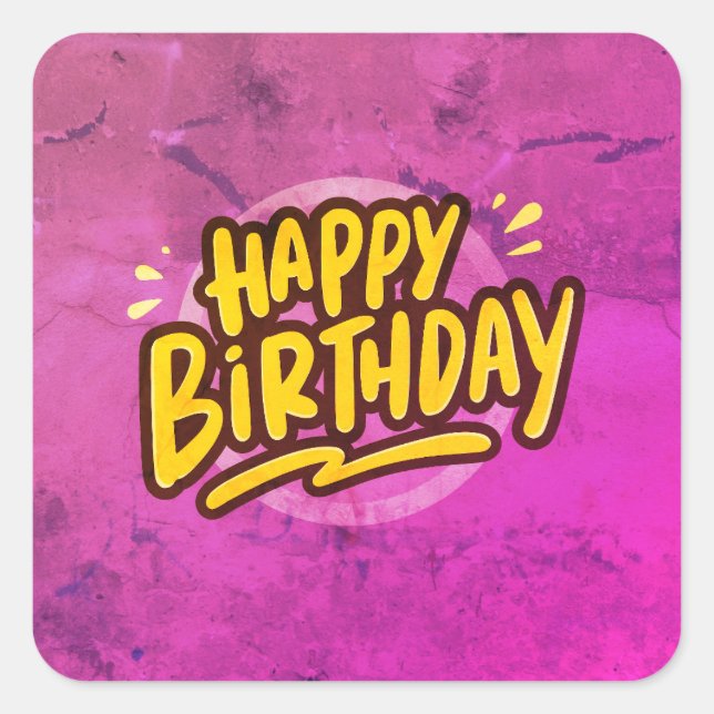 Happy Birthday, Card, Text Square Sticker (Front)