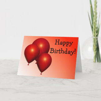 Happy Birthday Card: Three red Balloons Card