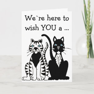 Happy Birthday Card: Two black and white Cats Card