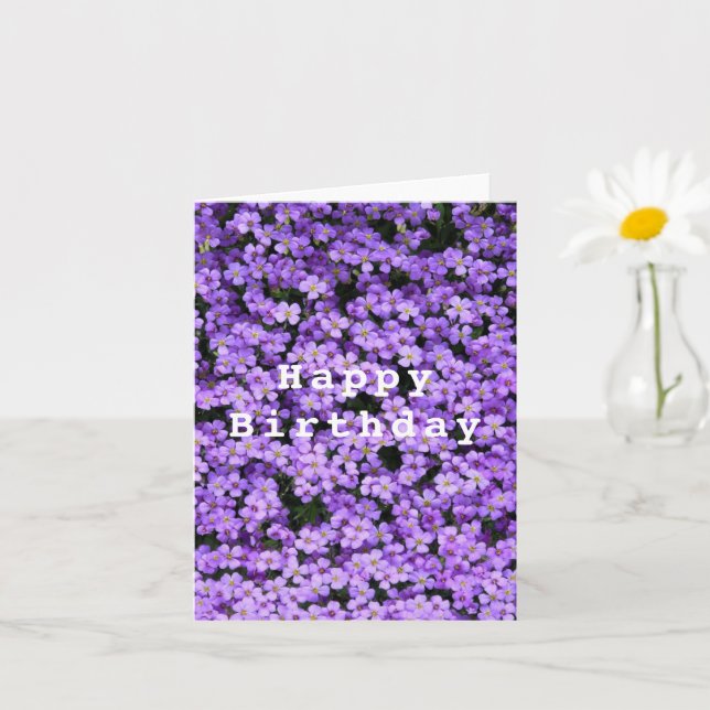 Happy Birthday Card Violet Flowers (Small Plant)