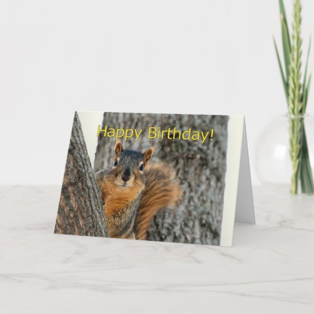 Happy Birthday Card With A Squirrel (Front)