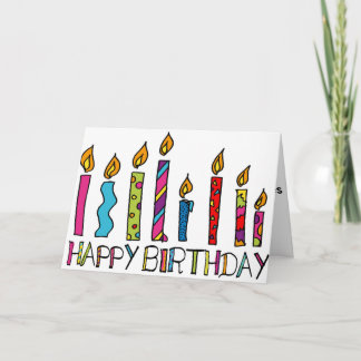 Happy Birthday Card With Colourful Candles