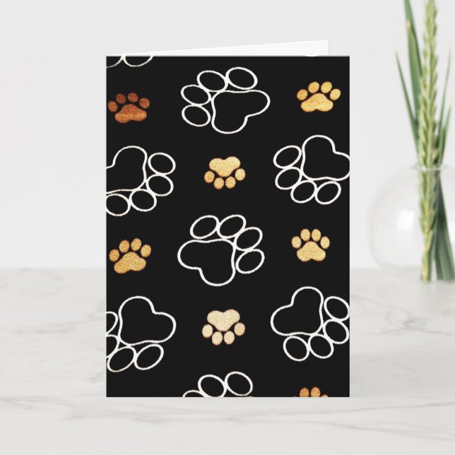Happy Birthday Card with Dog Paw Prints (Front)