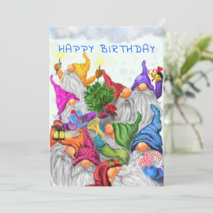 Happy Birthday Card with Gnome Party 