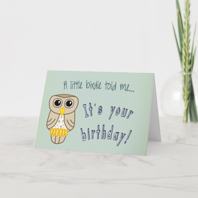Happy Birthday Card with Owl (Front)