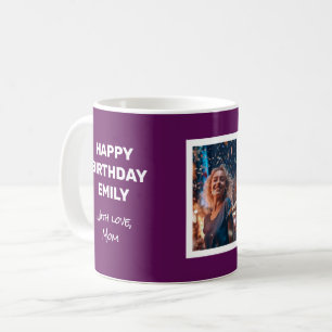 Happy Birthday Card With Photo On A Mug Plum