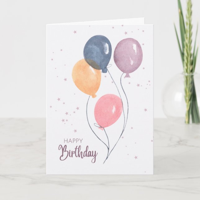 Happy Birthday card with pretty balloons (Front)