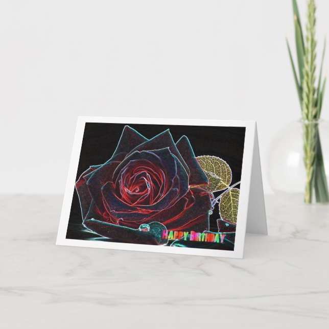 Happy Birthday Card with rose (Front)