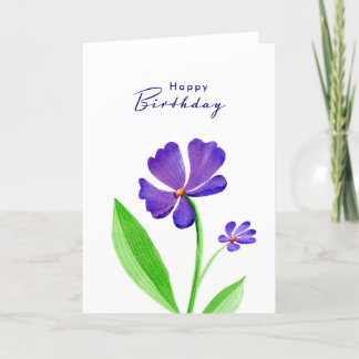 Happy Birthday Card with Watercolour Flower