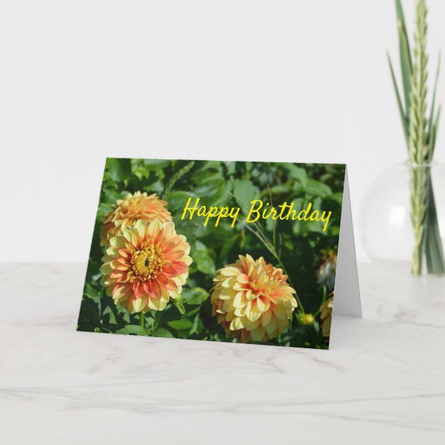 Happy birthday card with yellow dahlias (Front)