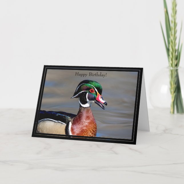 Happy Birthday Card Wood Duck (Front)