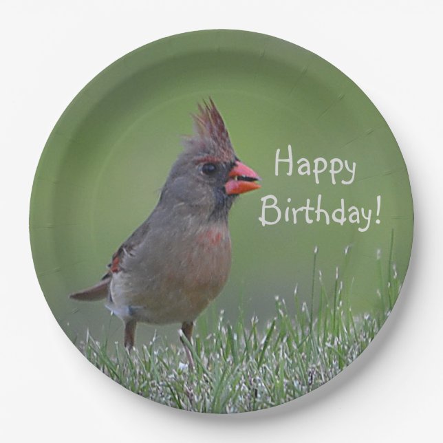 Happy Birthday Cardinal Paper Plate (Front)