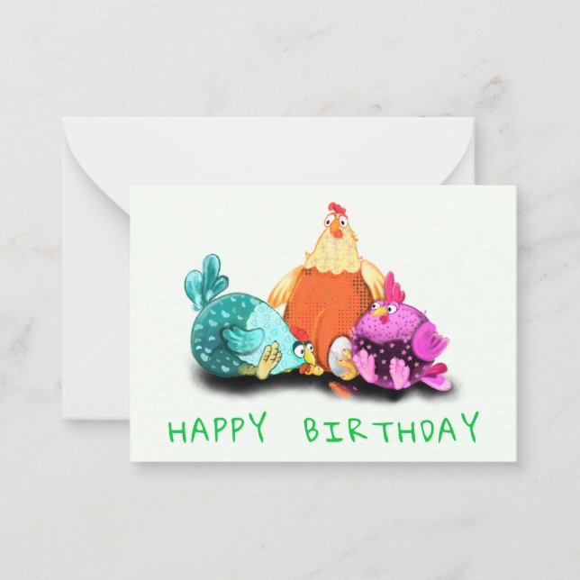 Happy Birthday Cards with Funny Chickens (Front)